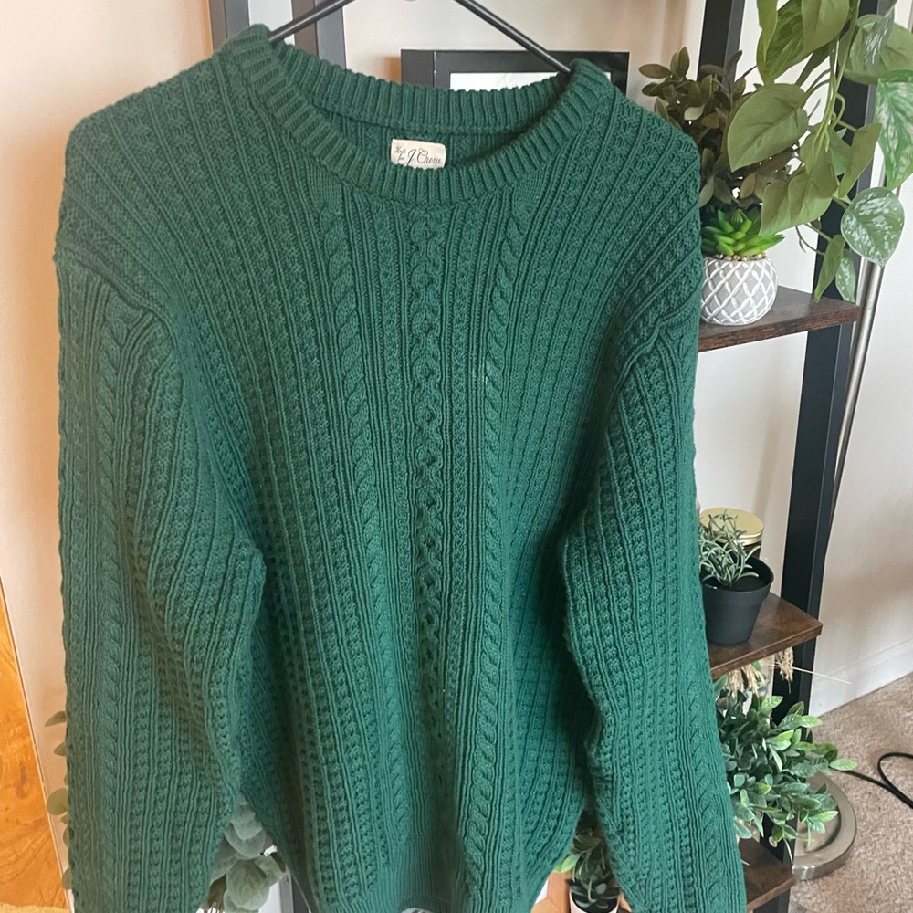 J. Crew Forest Green Cable Knit Sweater